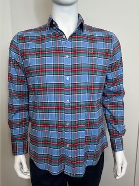 Vineyard Vines Mens XL Slim Fit Plaid Flannel Whale Button-Down Shirt